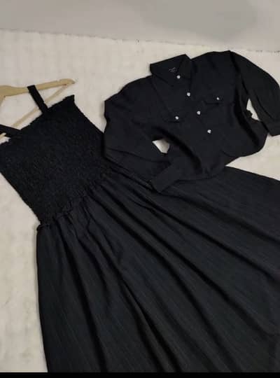 Brand new navy blue long Frock 2 piece - Stitched