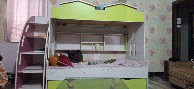 3 kids bed with stair and sild 1 sofa cum bed 2 kids study table