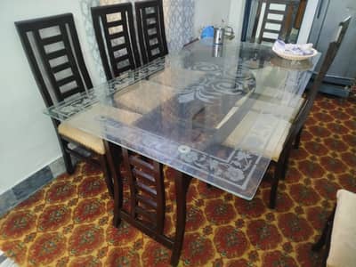 Dining Table with 8 chairs and Glass top
