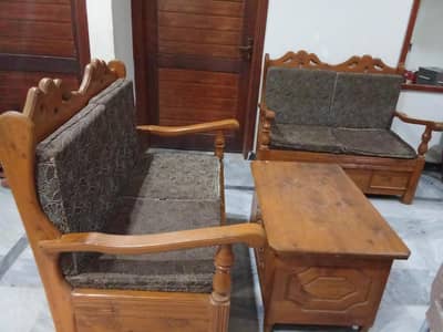 Deodar wood (diyar) sofa set with built in storage