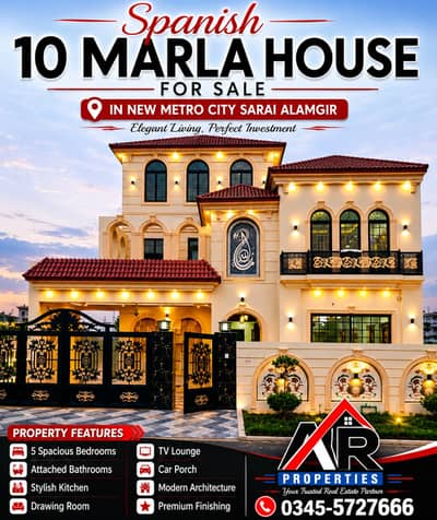 10 Marla Brand New House Spanished House For Sale in New Metro City (Sarai Alamgir)