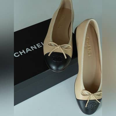channel classic cap toe ballet flats