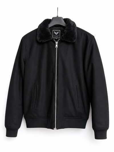 Brave Soul London Men's Black Fleece Collar Winter Jacket (Medium)
