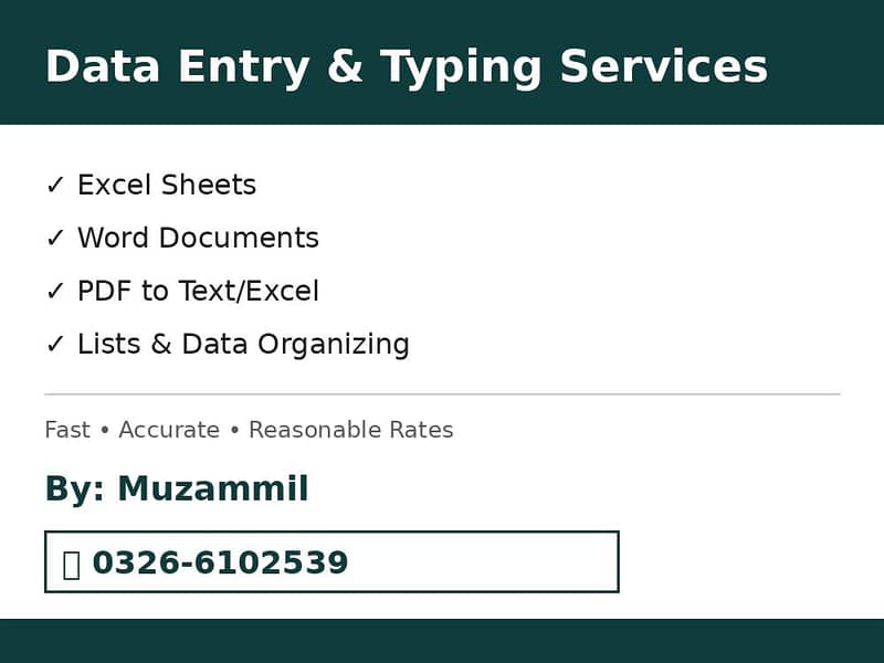 Data Entry / Typing services fast and reliable 0