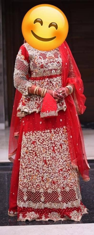 Bridal Deep Red lehenga with Peplum