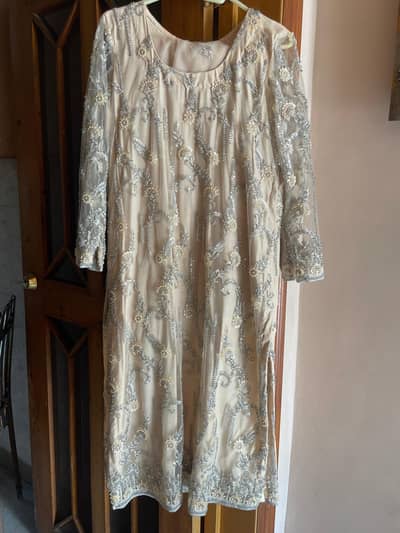 Heavily Embroidered Net Suit