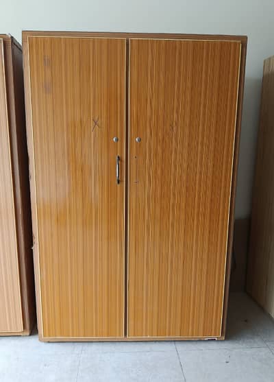 2-Door Wooden Wardrobe / Almari with Shelves & Hanging