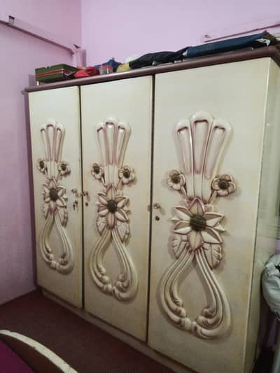 3-Door Wooden Wardrobe in Good Condition