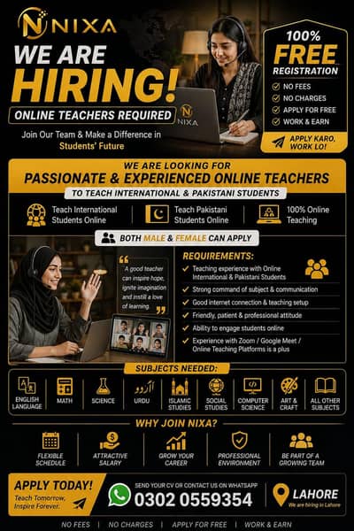 Online Teachers Required – Teach Pakistani & International Students