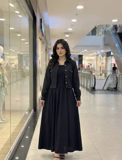 Navy Blue Stitched Lawn Dress - Medium Large