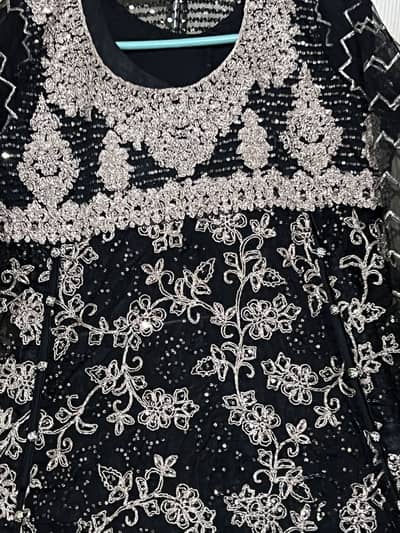 Black & Silver Heavy Embroidered Girls Party Wear Dress