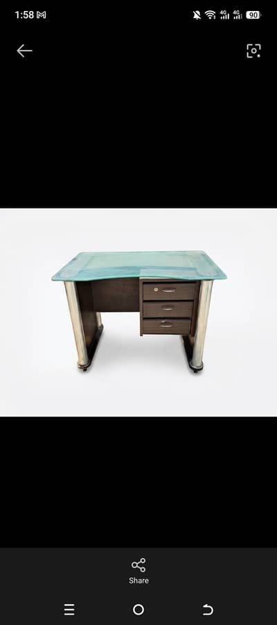 GLASS TOP OFFICE TABLE WITH 3 DRAWERS