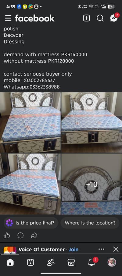 Steel Iron 4 PSC Bedroom Set