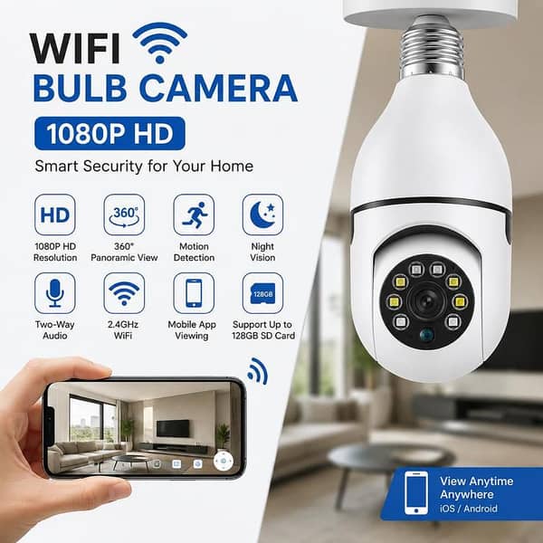WiFi Bulb Camera 1080P – Indoor Security Camera in Light Bulb Shape