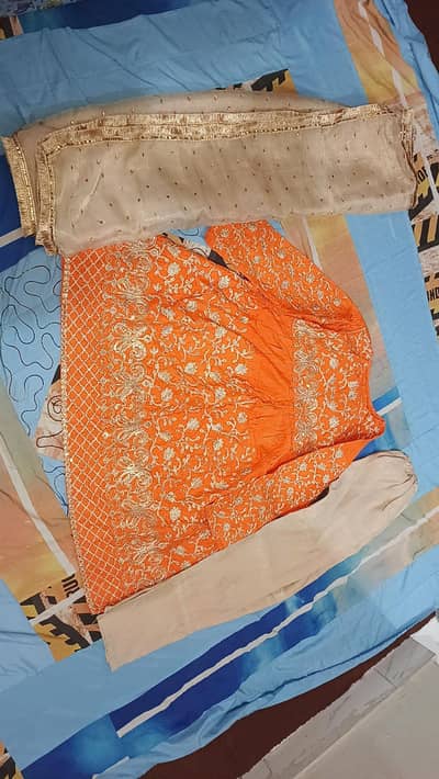 full embroidery orange and goldne