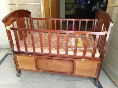Imported Solid Wood Baby Bed & Cradle Set with Mattress (Like New)