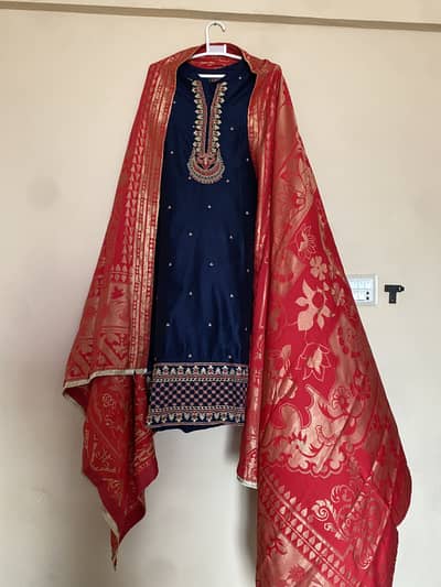 branded embrouded ready to wear 3 piece dress