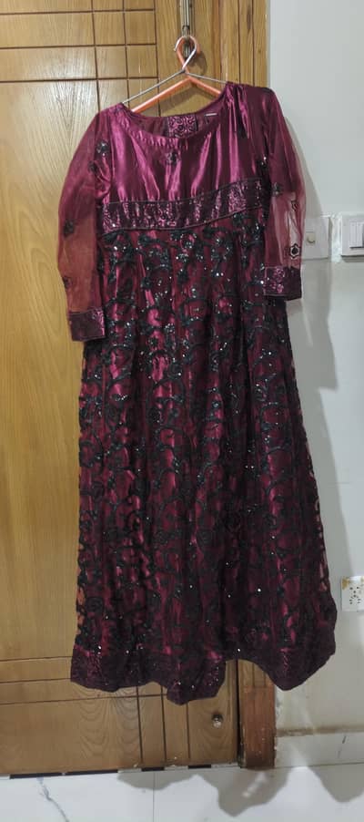 Elegant mahroon heavy fall Maxi