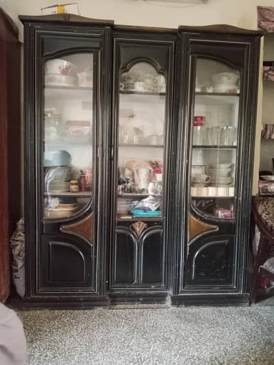 Large Wooden 3-Door Chinioti Showcase for Sale