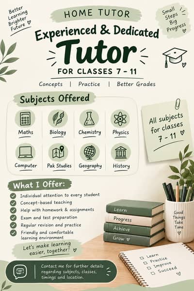 Experienced & Dedicated Home Tutor | Quality Learning