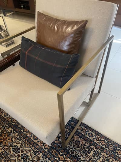 Brass chairs and coffee table set