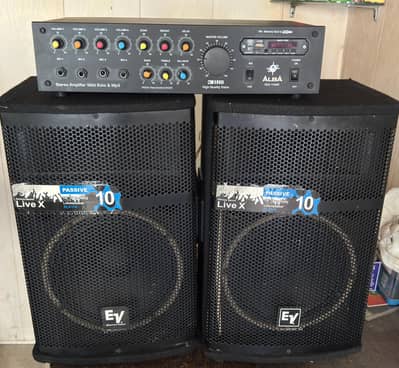 DJ sound system speakers & amplifier