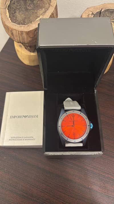 Emporio Armani Original Watch – Orange Dial – With Box & Manual