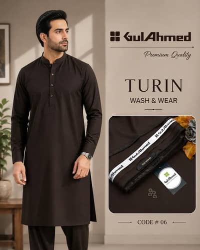 "Men's Unstitched Wash & Wear Plain Suit – Dark Brown"