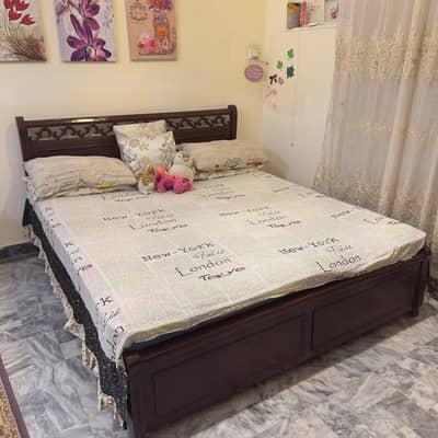 King size bed with metress (made by tali wood) for sale
