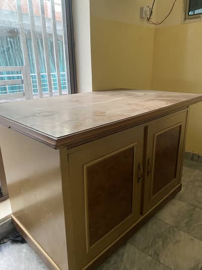Iron stand with storage area