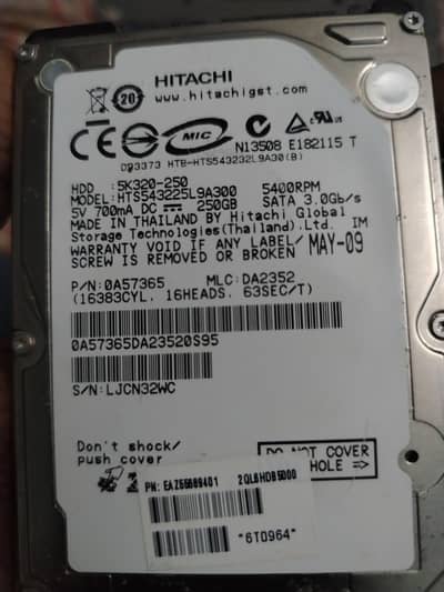 Laptop hard disk 250gb