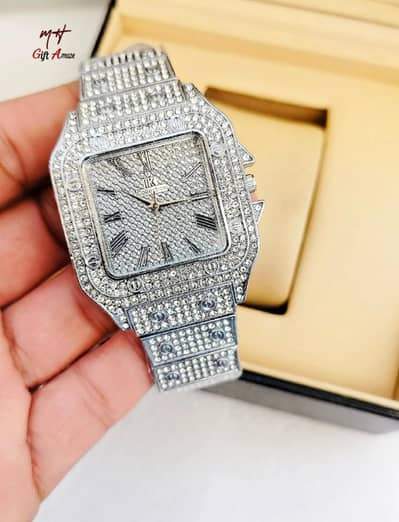 silver watch diamond copy