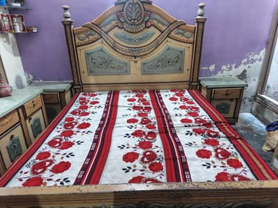 Bed with side Tables Dressing & Showcase