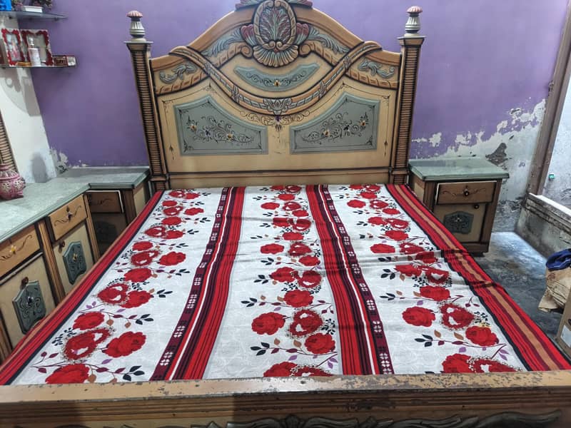 Bed with side Tables Dressing & Showcase 0