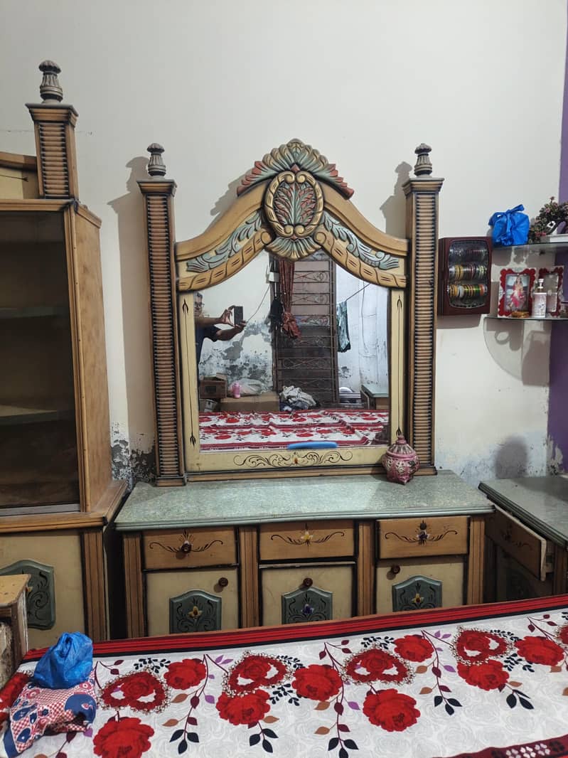 Bed with side Tables Dressing & Showcase 1