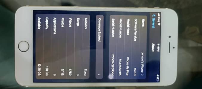 iPhone 6s Plus-10/10 Condition-100% Battery-Home Button (TouchID = NA)