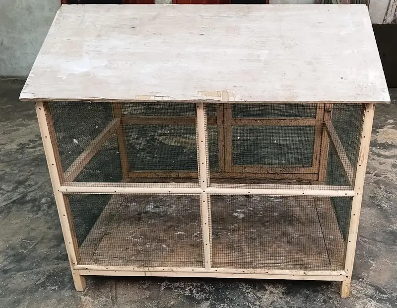 Large Wooden Storage Cage With Waterproof Roof & Slide Tray