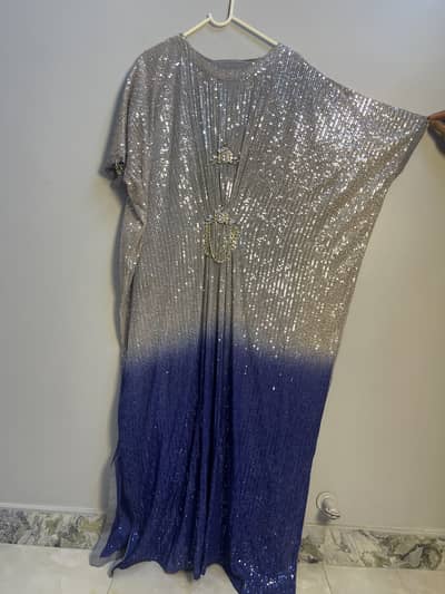 Blue & silver kaftan with teouser inner & duppatta