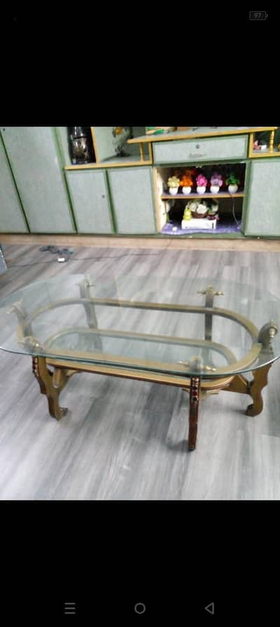 2 side tables & 1 centre table deco paint with double glass. urgent !!