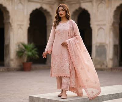 Elegant Embroided Organza Stitch Shalwar Kameez