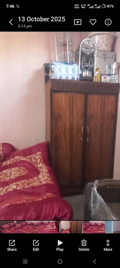2 door wooden almari Jali works- Good Condition