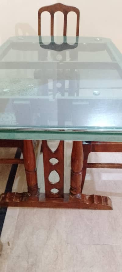 wood dining table & 6 chairs