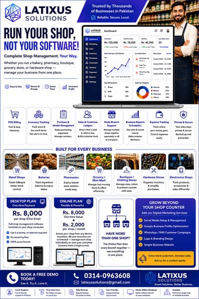 Complete Shop Management Software | POS | Inventory | Accounts | Multi