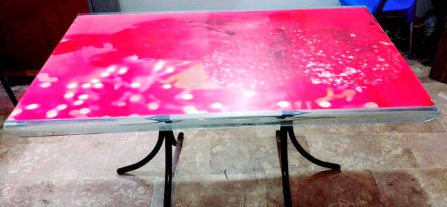 8 SEATER GLASS DINNING TABLE- ONLY TABLE