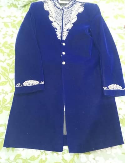 boys blue embroidered traditional sherwani