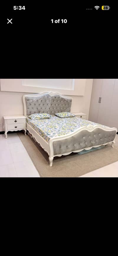 Designer bed for sale with side tables nd dressing table