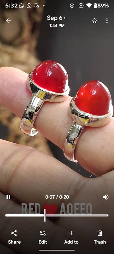 Natural Red  Aqeeq silver 925