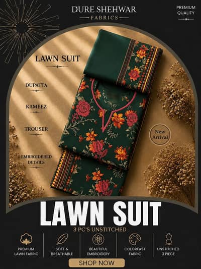 3 piece lawn embroided suit