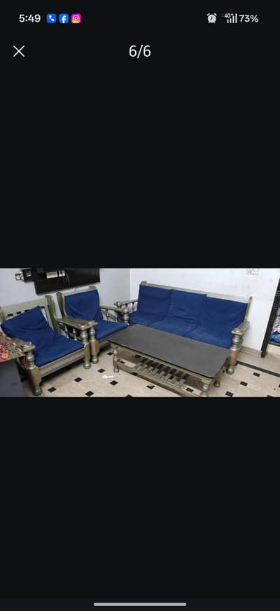 5 seat sofa wooden with table