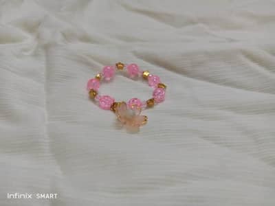 Handmade Pink & Gold Beaded Bracelet – Stylish & Unique